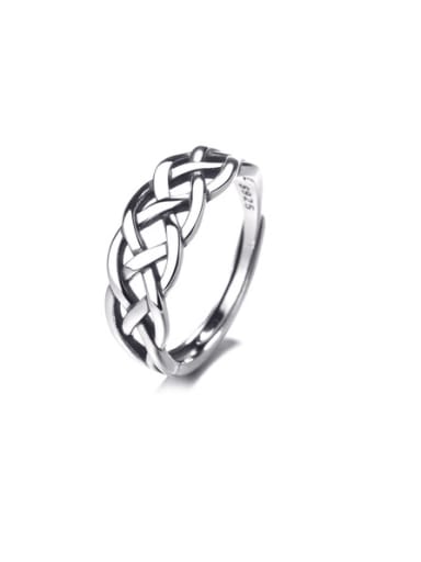 925 Sterling Silver Weave Geometric Vintage Ring