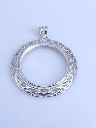 925 Sterling Silver Rhodium Plated Round Pendant Setting Stone size: 28*28mm