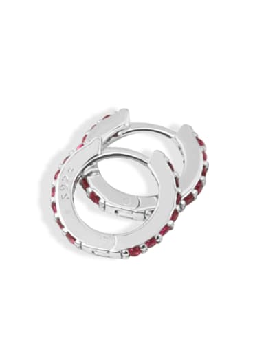 Red diamond (platinum) 925 Sterling Silver Cubic Zirconia Geometric Minimalist Huggie Earring