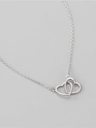 925 Sterling Silver  Minimalist Double Layer Love  Necklace
