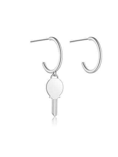 Platinum key 925 Sterling Silver Locket Trend Hook Earring