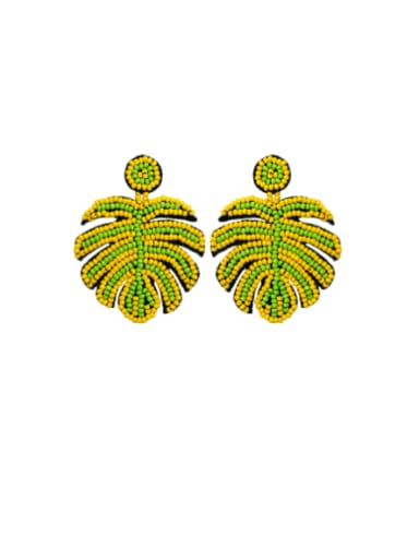 E68955 yellow Tila Bead Multi Color Leaf Bohemia Pure handmade Weave Earring