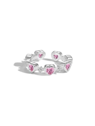 925 Sterling Silver Cubic Zirconia Heart Dainty Band Ring