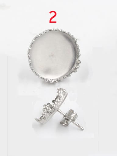 2 crown inner diameter 12mm earplug Stainless steel earring base/3 crown round earrings