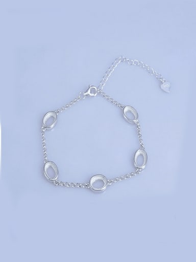 925 Sterling Silver Round Bracelet Setting Stone size: 5*7MM