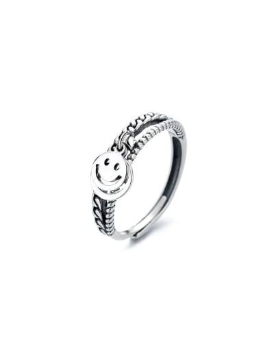 925 Sterling Silver smiley Vintage Ring