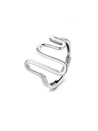 925 Sterling Silver Wave Geometric Vintage Band Ring