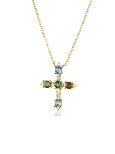 18k emerald necklace 925 Sterling Silver Cubic Zirconia Cross Dainty Regligious Necklace