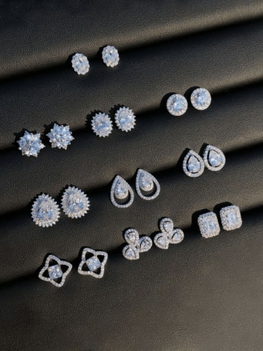 925 Sterling Silver Cubic Zirconia Water Drop Dainty Cluster Earring
