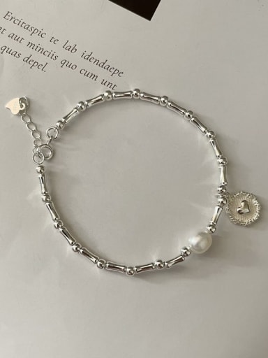Heart Bracelet Vintage Heart 925 Sterling Silver Freshwater Pearl Bracelet and Necklace Set