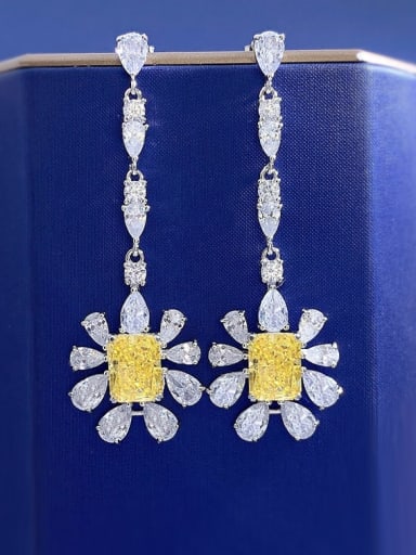 custom 925 Sterling Silver High Carbon Diamond Flower Luxury Cluster Earring
