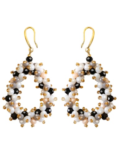 Black e68865 Multi Color Natural  Crystal Stone  Water Drop Trend Pure handmade Weave Earring