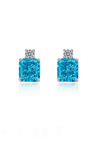 Blue diamond DY110061 925 Sterling Silver 5A Cubic Zirconia Geometric Luxury Stud Earring