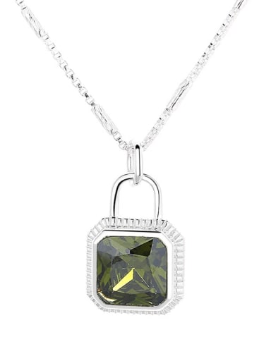 535LMf green approximately 5.8g 925 Sterling Silver Cubic Zirconia Geometric Dainty Necklace