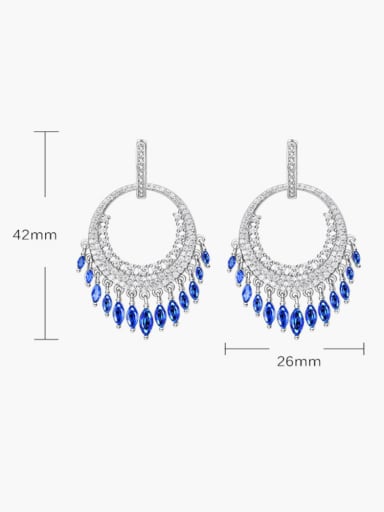 Blue 925 Sterling Silver High Carbon Diamond Geometric Luxury Huggie Earring