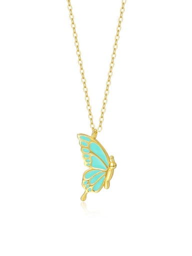 925 Sterling Silver Enamel Butterfly Minimalist Necklace