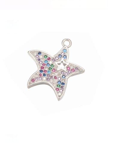 Platinum colored diamond Brass Cubic Zirconia Five-pointed star  Pendant