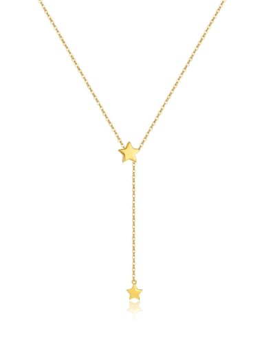18k Gold [Star] 925 Sterling Silver Moon  Trend Tassel Necklace