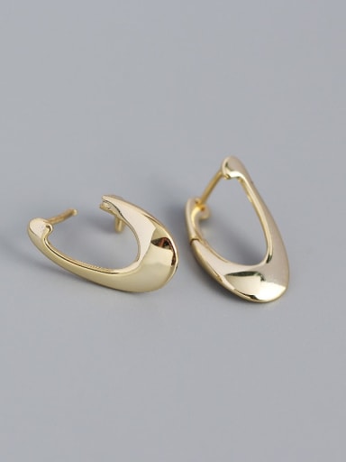 Golden 925 Sterling Silver Irregular Minimalist Huggie Earring
