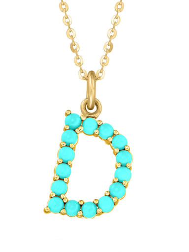 Gold D 925 Sterling Silver Turquoise Letter Dainty Necklace