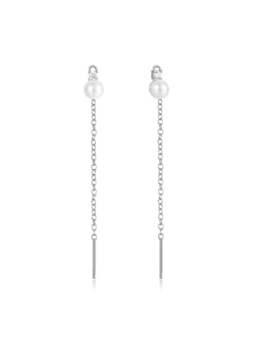Platinum 2 925 Sterling Silver Tassel Minimalist Threader Earring