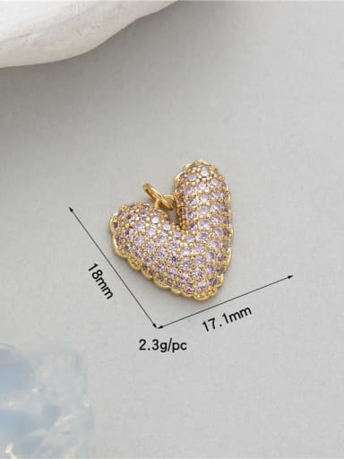 Brass Cubic Zirconia Minimalist Heart DIY Pendant