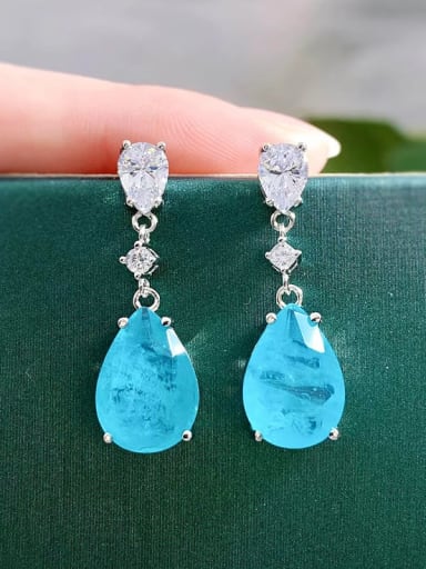 Paraiba 925 Sterling Silver Geometric Drop Earring With two color