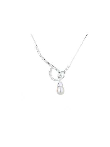 925 Sterling Silver Freshwater Pearl Water Drop Dainty Necklace