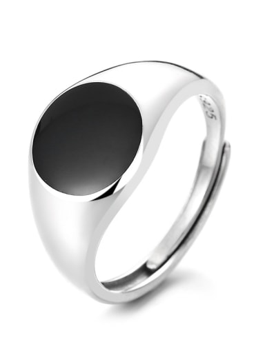 1029FJB4g 925 Sterling Silver Enamel Geometric Band Ring