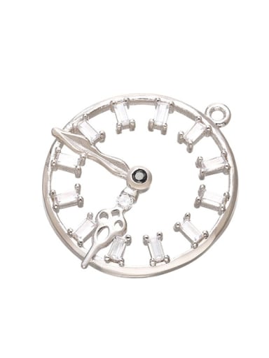Platinum Brass Microset Zircon Clock Pendant