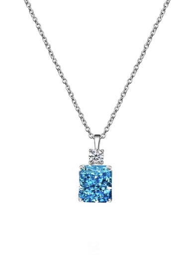 Blue  DY190154 925 Sterling Silver Cubic Zirconia Geometric Luxury Necklace