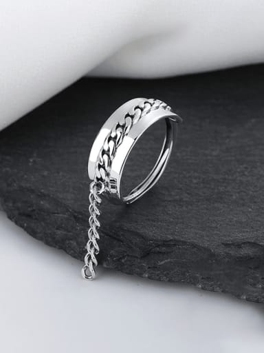925 Sterling Silver Chain  Tassel Vintage Band Ring