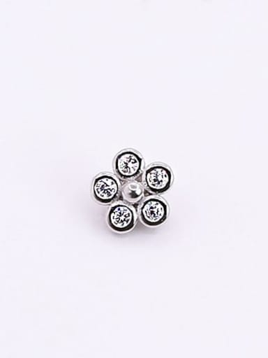 S925 sterling silver diamond-studded three-dimensional flower perforated spacer beads
