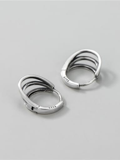 925 Sterling Silver Three Round Minimalist Huggie Earring