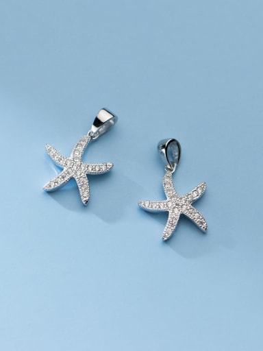 S925 Silver Electroplated Micro-set Zircon Starfish Pendant