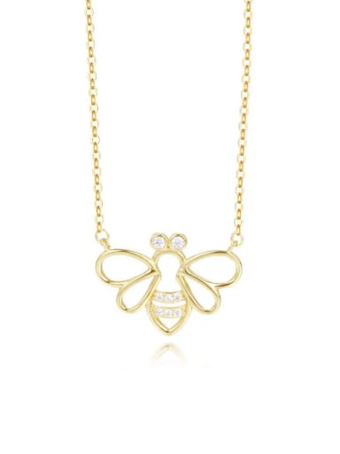 925 Sterling Silver Hollow Bee Cute Necklace