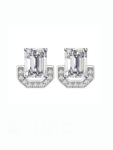 925 Sterling Silver Cubic Zirconia Geometric Luxury Cluster Earring
