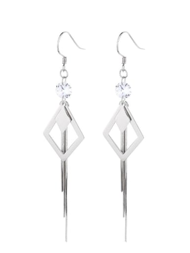 925 Sterling Silver Cubic Zirconia Geometric Trend Threader Earring