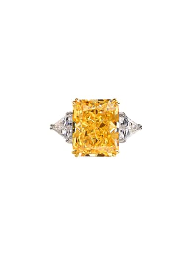 custom 925 Sterling Silver High Carbon Diamond Yellow Geometric Dainty Ring