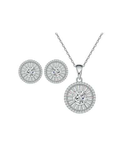 Two piece set 925 Sterling Silver Cubic Zirconia Minimalist Geometric  Earring and Necklace Set