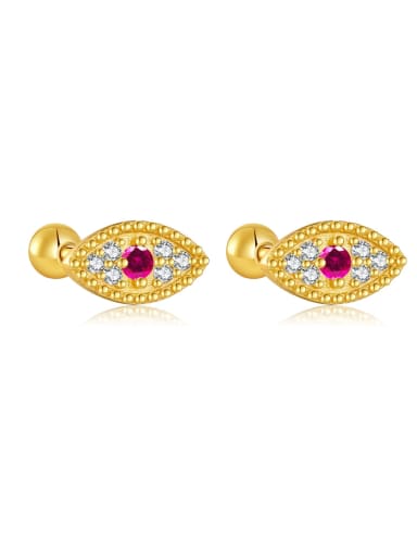 18k gold (redstone) 925 Sterling Silver Cubic Zirconia Evil Eye Dainty Stud Earring