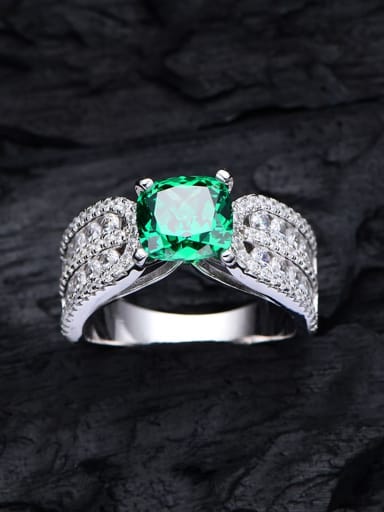 Emerald 11 925 Sterling Silver High Carbon Diamond Geometric Luxury Cocktail Ring