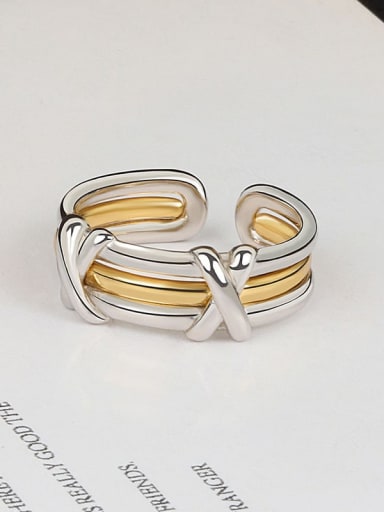 18K gold  Two-Piece, Detachable 925 Sterling Silver Geometric Minimalist Stackable Ring