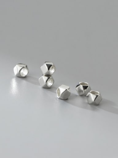 S925  Silver Seiko Cut Corner Geometric Diamond Spacer Beads