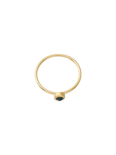 Gold 5 Stainless steel Rhinestone Round Minimalist Ring