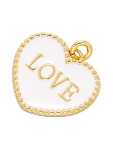 Gold background white Heart Brass Enamel Trend Pendant