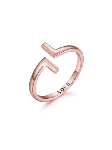 Rose gold ESD0052C 925 Sterling Silver Geometric Minimalist Band Ring