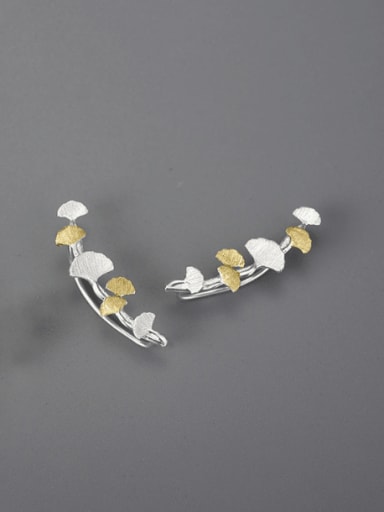 925 Sterling Silver Leaf Artisan Hook Earring