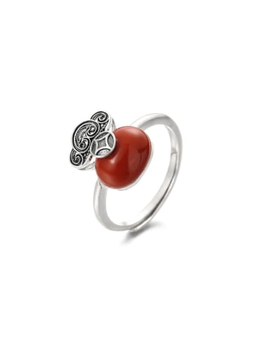 925 Sterling Silver Carnelian Cloud Vintage Band Ring