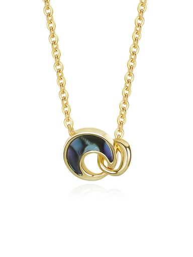 A2634 Gold 925 Sterling Silver Shell Geometric Minimalist Necklace